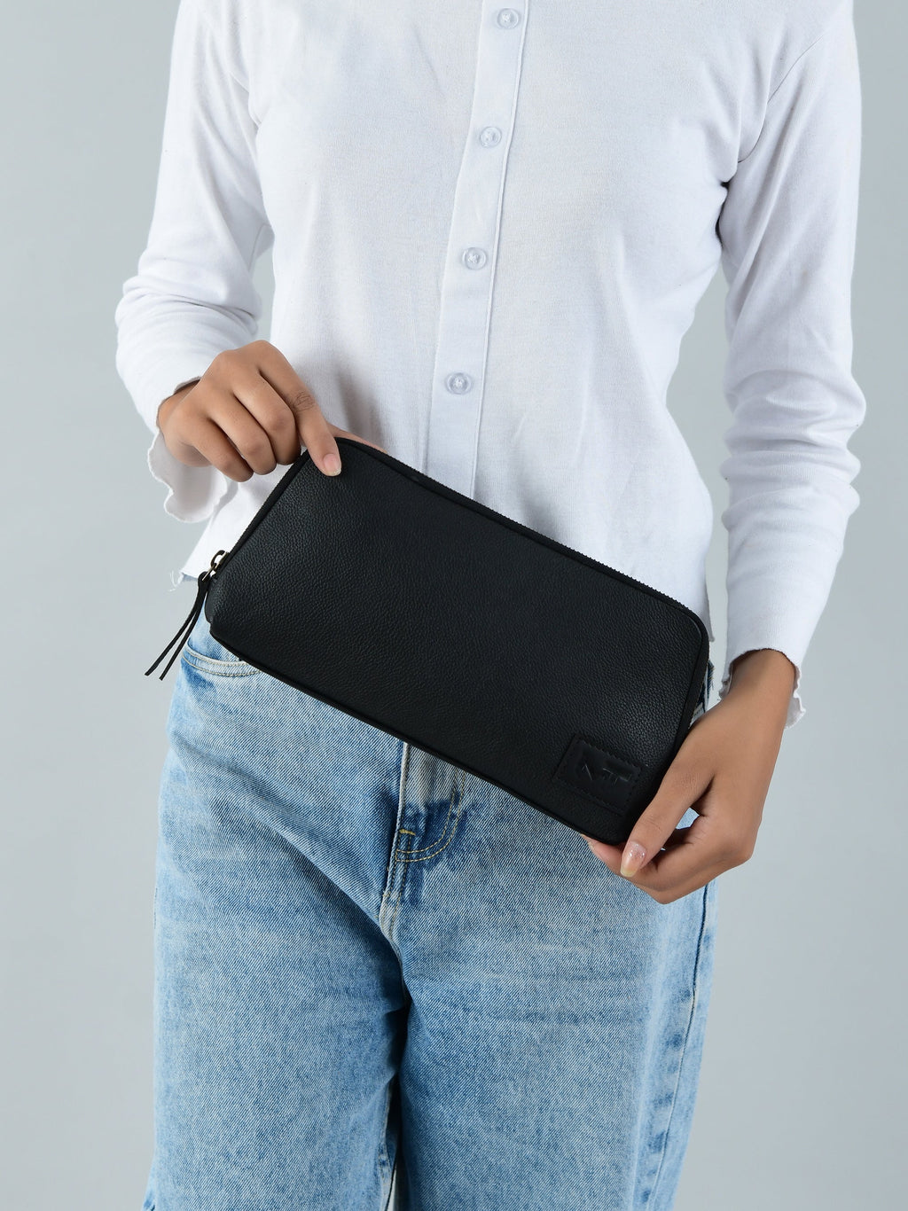 Classy Leather Bags Classic Black Leather Clutch SpadezStore