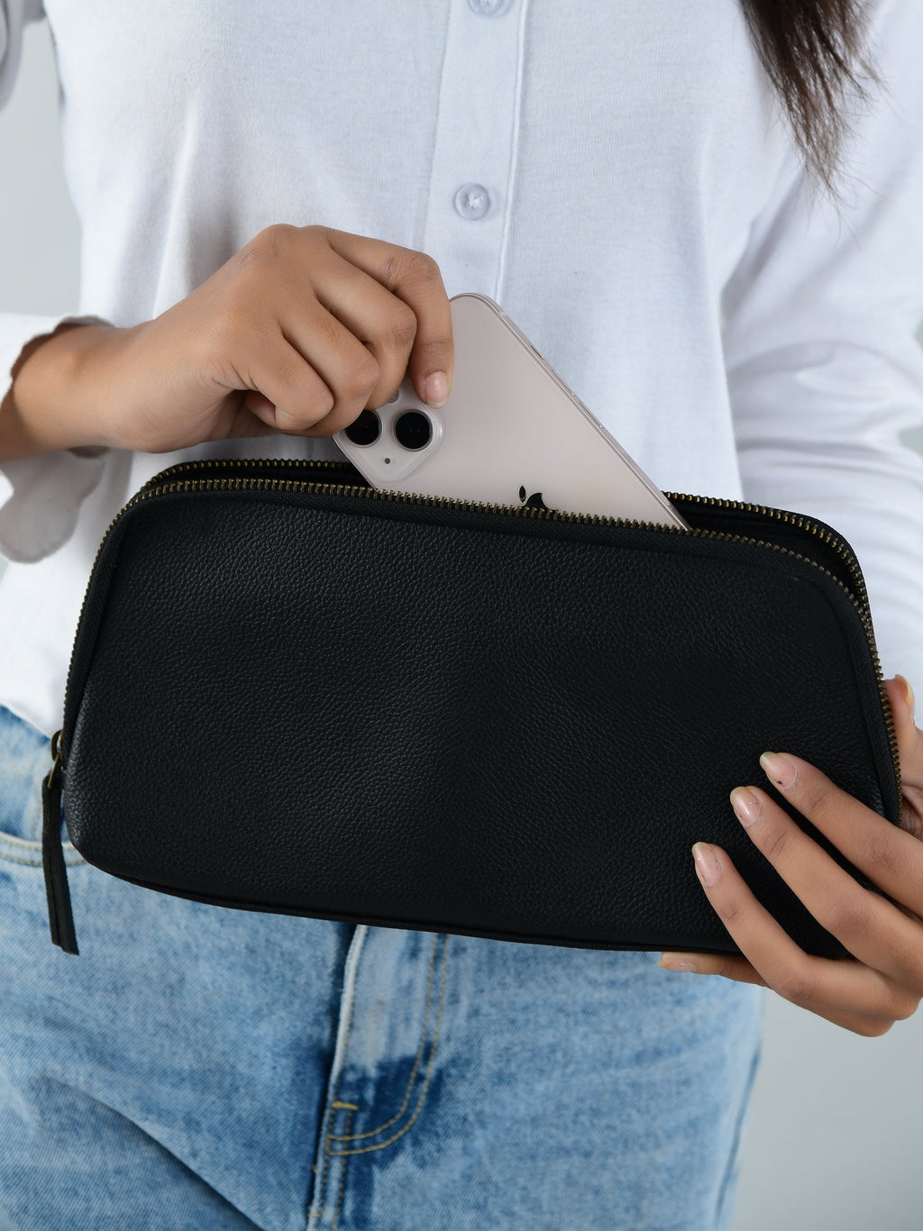Classy Leather Bags Classic Black Leather Clutch SpadezStore