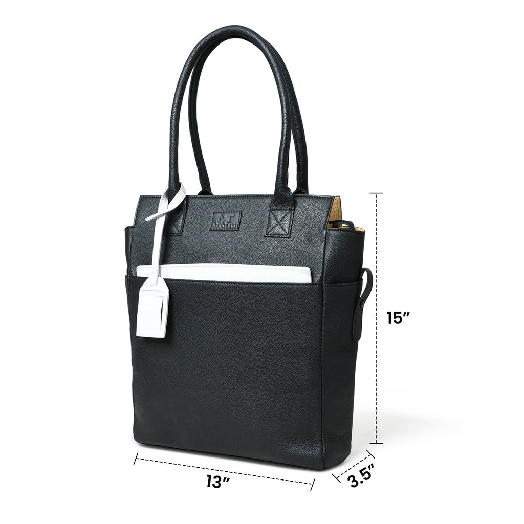 Classy Leather Bags Midnight Elegance Noir Shopper Tote SpadezStore