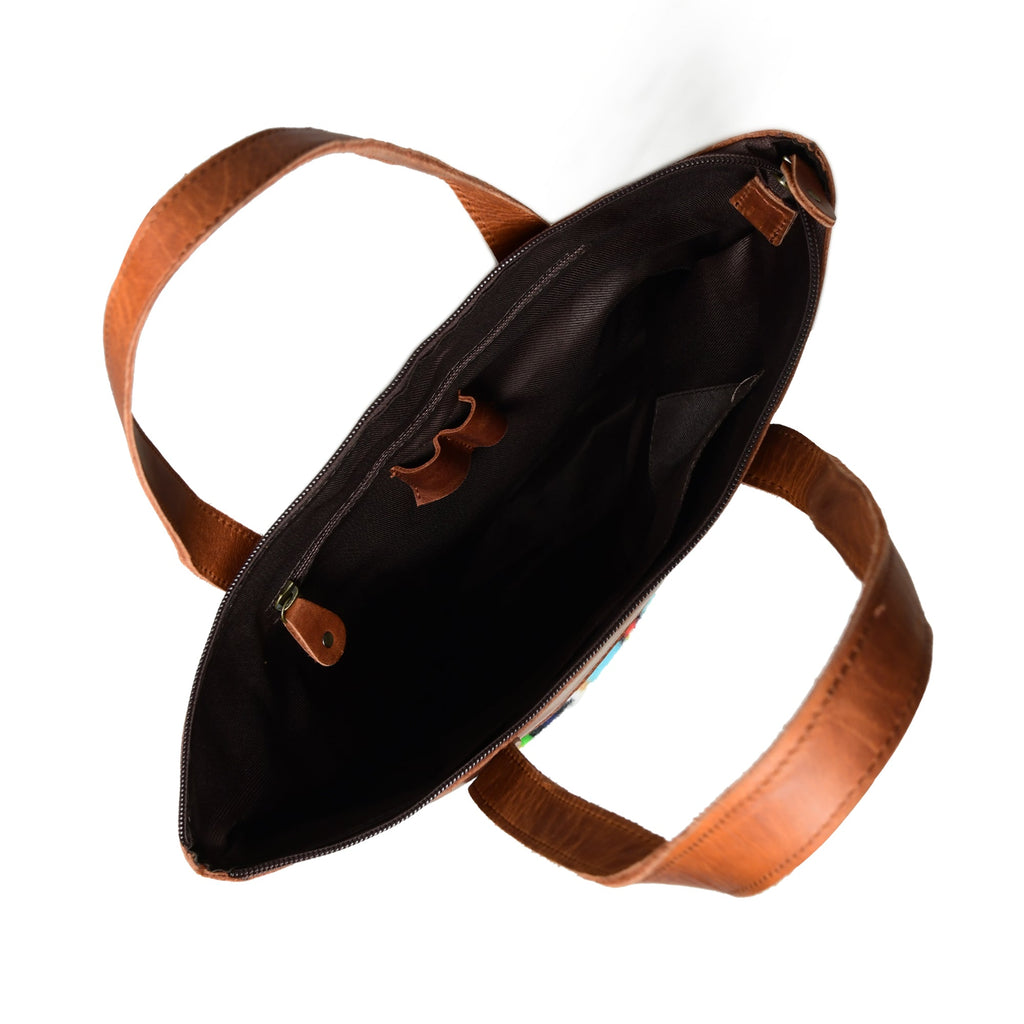 Classy Leather Bags Multicoloured Leather Tote Bag SpadezStore