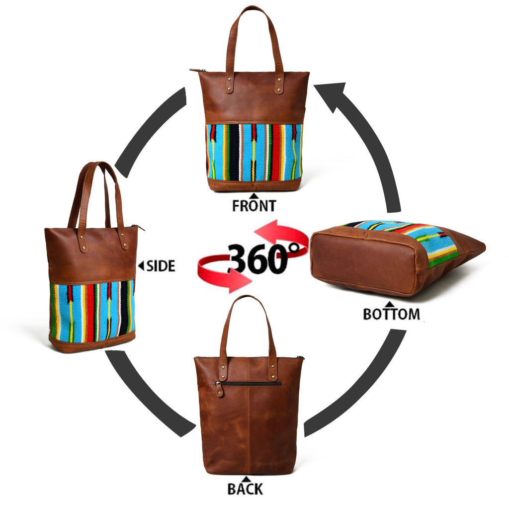 Classy Leather Bags Multicoloured Leather Tote Bag SpadezStore