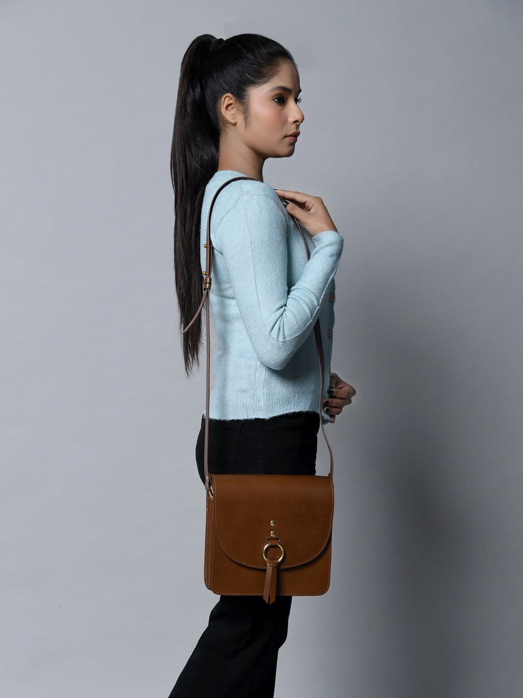 Classy Leather Bags Brown Elegance Crossbody Sling Bag SpadezStore