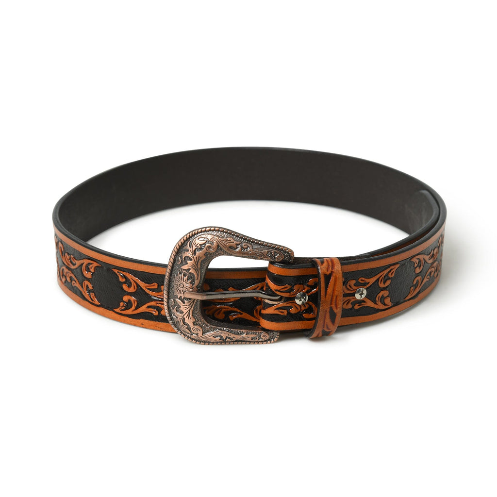 Classy Leather Bags Western Cowboy Leather Belt - Black & Brown SpadezStore