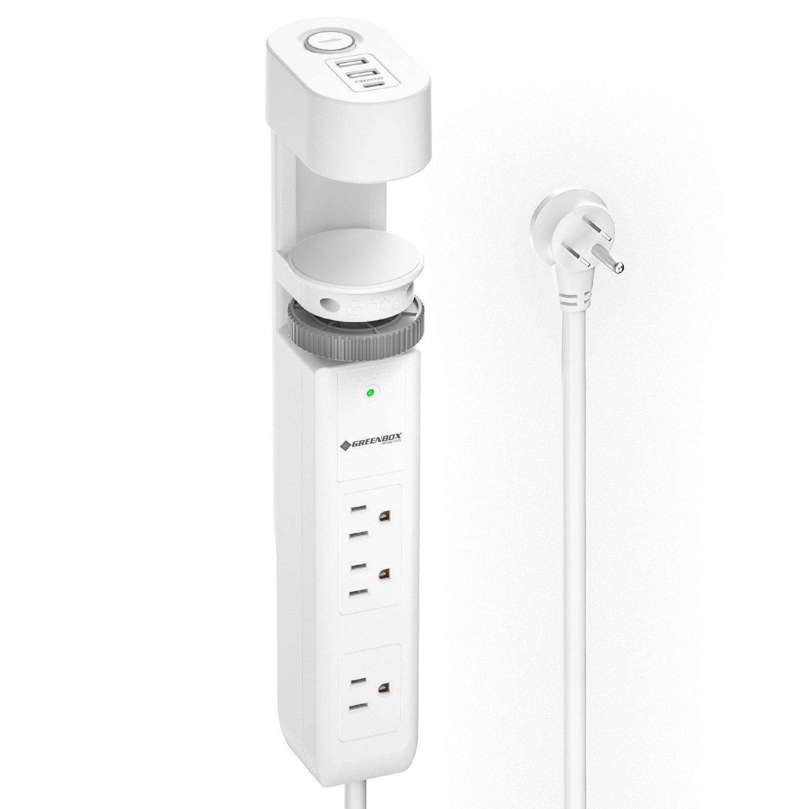 CRST Desk Clamp Surge Protector Power Strip with USB-C Port 6FT Extension Cord Flat Plug 1020J Protection Fits Tables Up to 2 Inches 36 Months Warranty SpadezStore