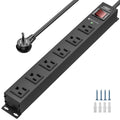 Rocket Socket Technology 6-Outlet Slim Mountable Metal Power Strip | Dual-Pole Switch, 2100J Surge Protector, Wide-Spaced Outlets, 10ft