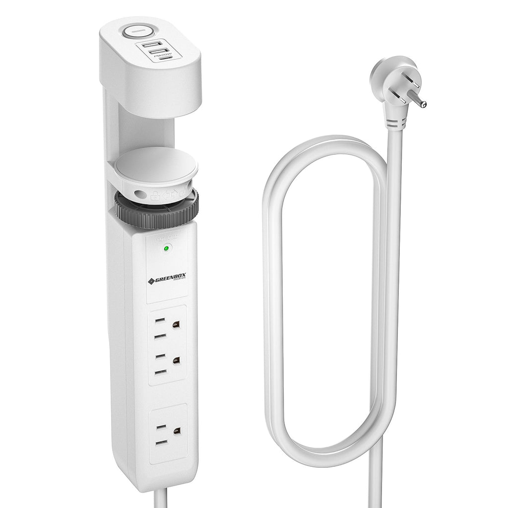 CRST Desk Clamp Surge Protector Power Strip with USB-C Port 6FT Extension Cord Flat Plug 1020J Protection Fits Tables Up to 2 Inches 36 Months Warranty SpadezStore