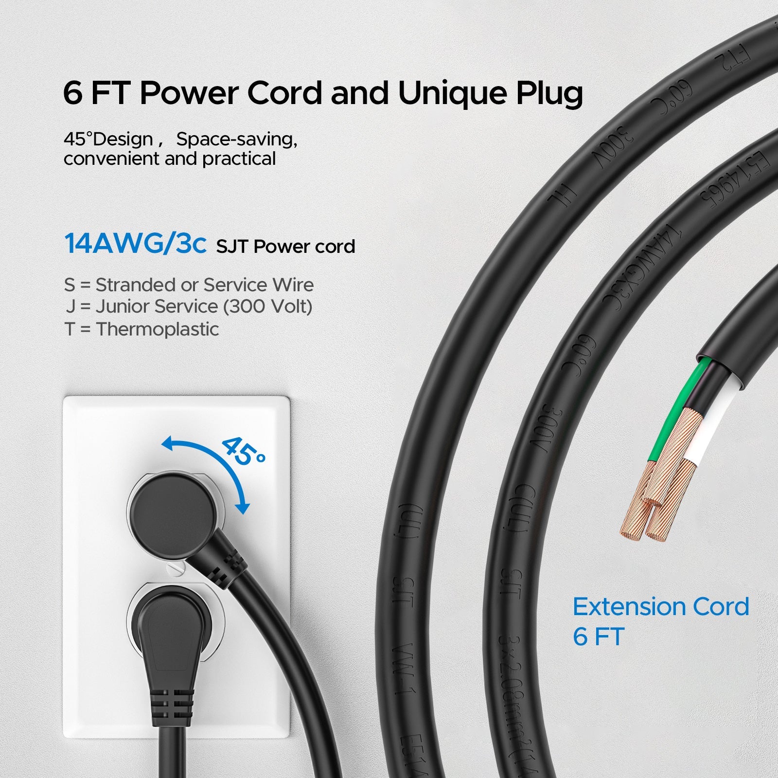 CRST 8 Outlets Wide Spaced Mountable Metal Power Strip Surge Protector 6FT Flat Plug with 2100 Joules Protection and 15Amp Circuit Breaker Included SpadezStore