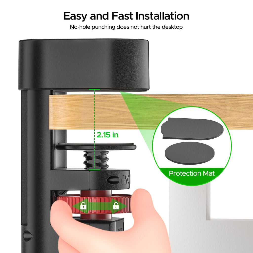 CRST Desk Clamp Surge Protector Power Strip with USB-C Port 6FT Extension Cord Flat Plug 1020J Protection Fits Tables Up to 2 Inches 36 Months Warranty SpadezStore