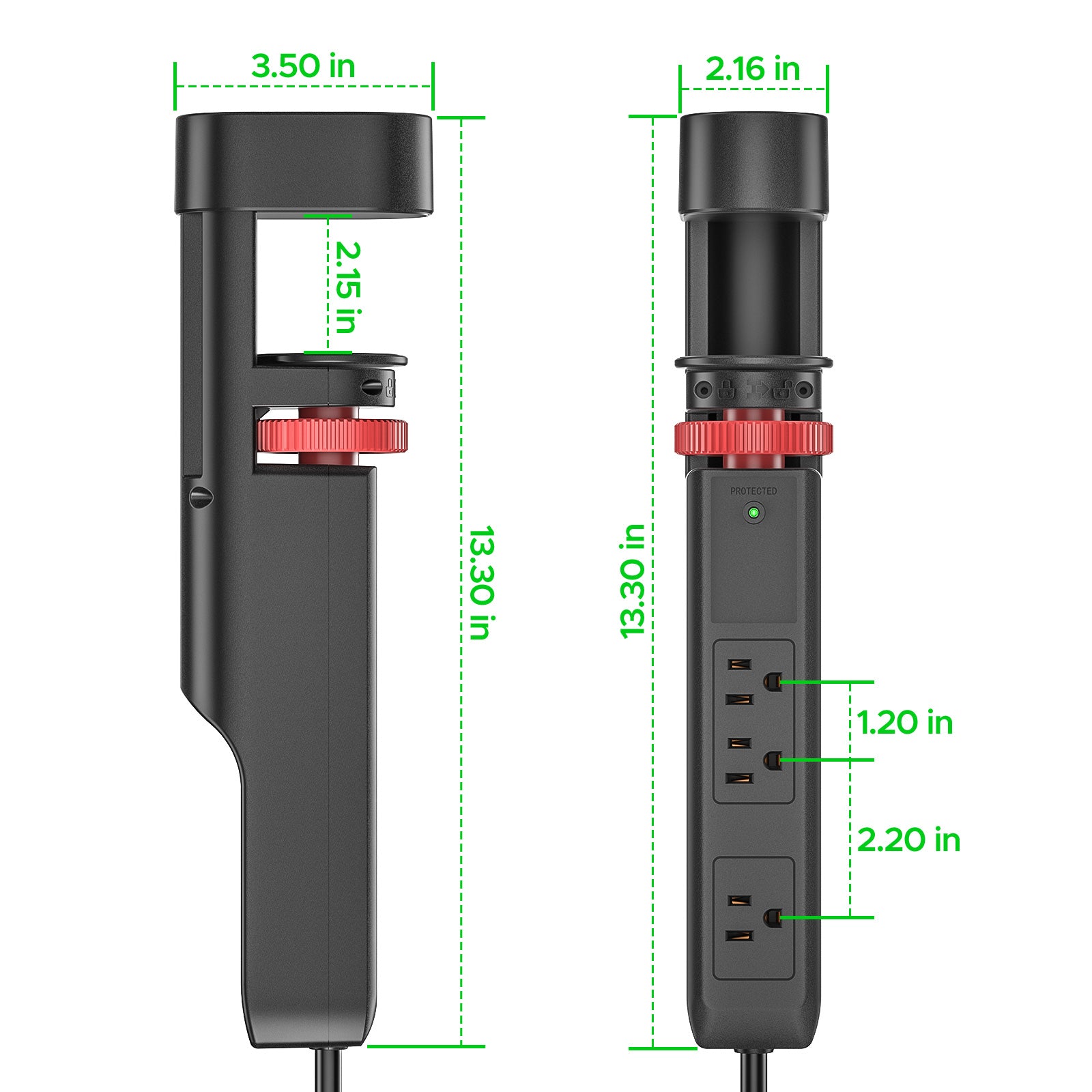 CRST Desk Clamp Surge Protector Power Strip with USB-C Port 6FT Extension Cord Flat Plug 1020J Protection Fits Tables Up to 2 Inches 36 Months Warranty SpadezStore