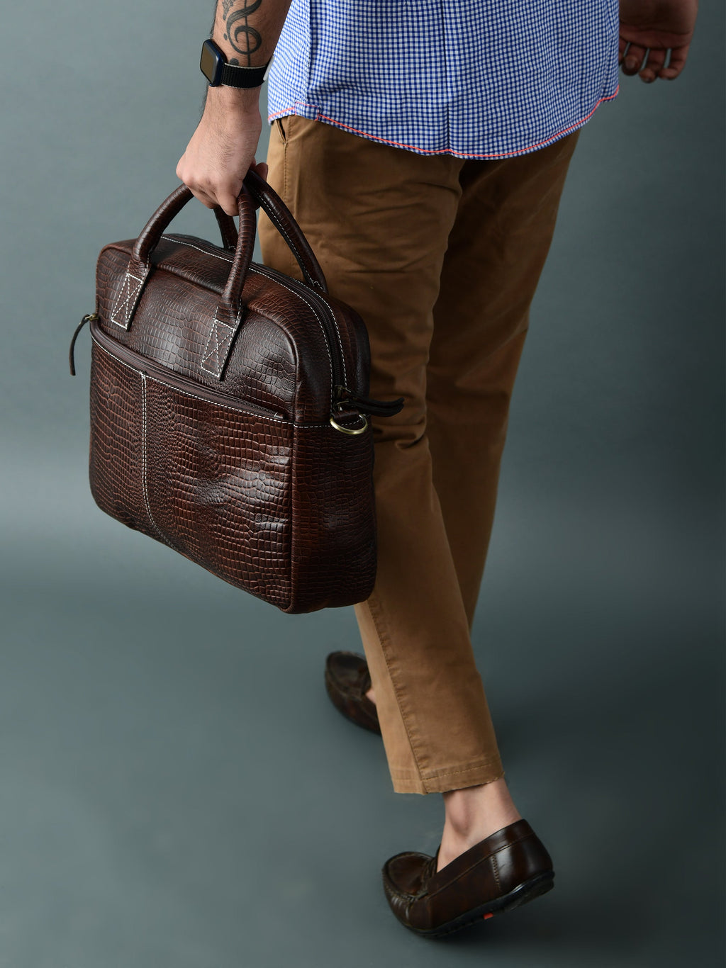 Classy Leather Bags Laurent Leather Briefcase- Dark Brown SpadezStore