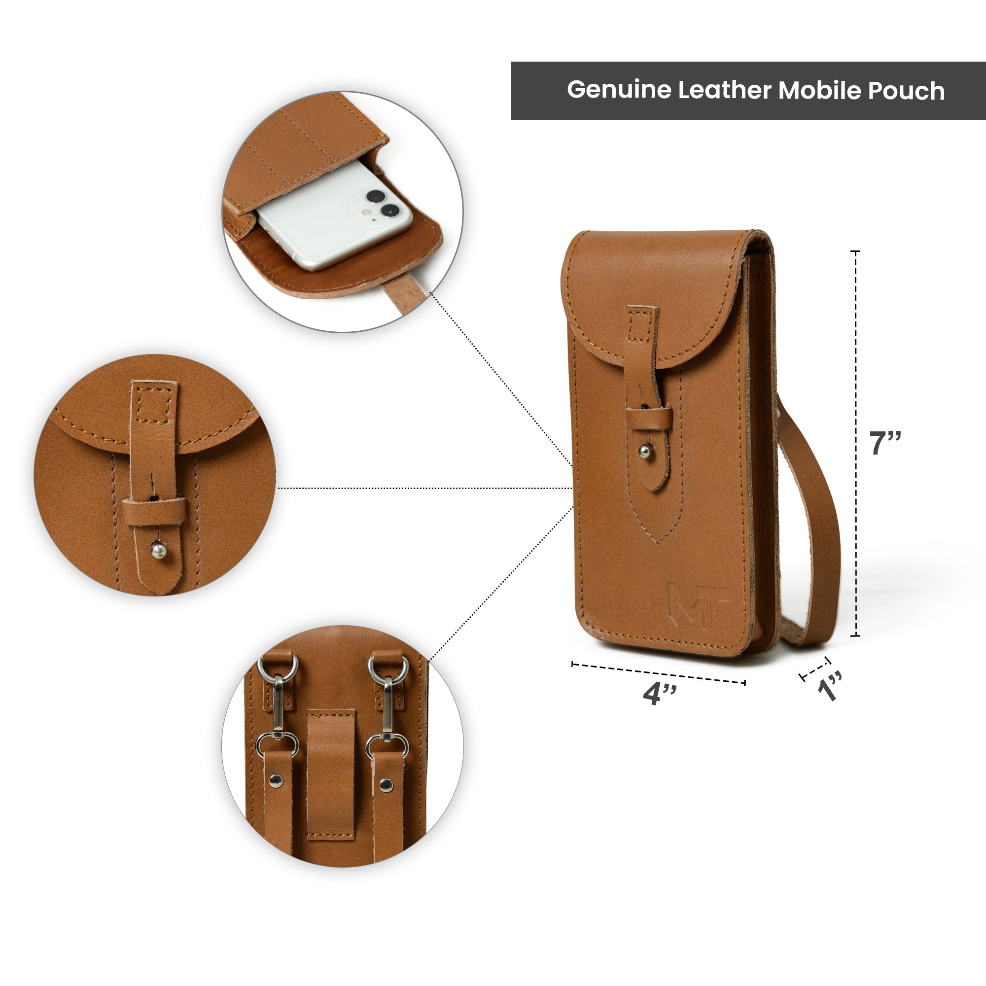 Classy Leather Bags Mobile Case With Strap - Thumbnail 5