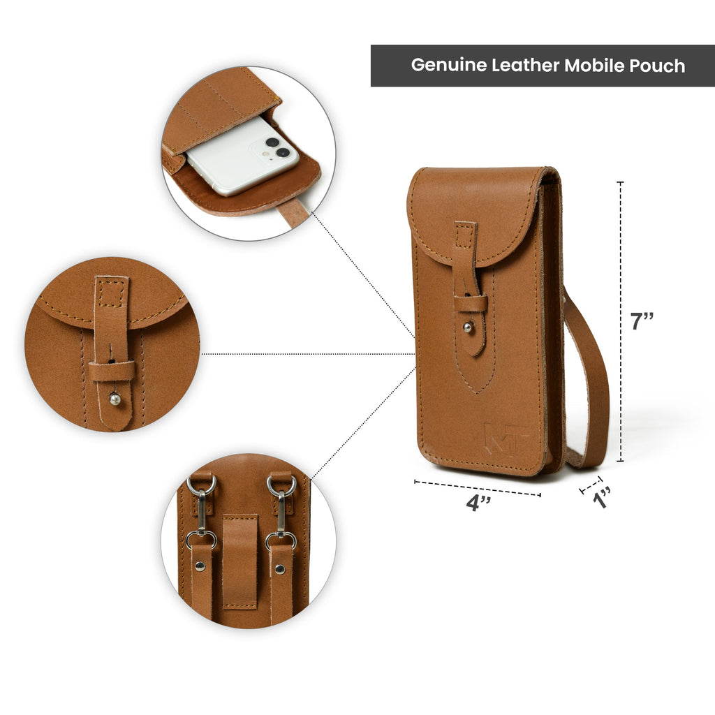 Classy Leather Bags Cocoa Brown Mobile Case With Strap SpadezStore