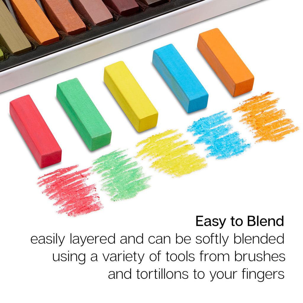 KINGART Soft Square Pastels Half Sticks 50 pc