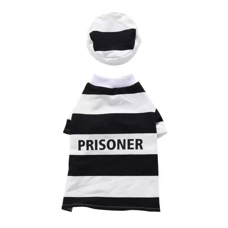 Pet Life Striped Retro Inmate Prisoner Pet Costume SpadezStore