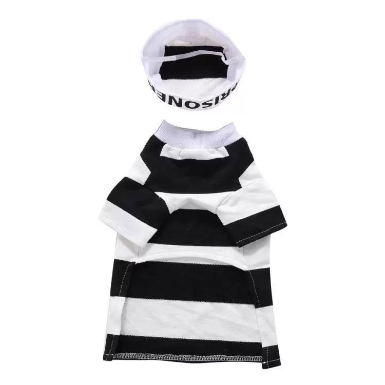 Pet Life Striped Retro Inmate Prisoner Pet Costume SpadezStore