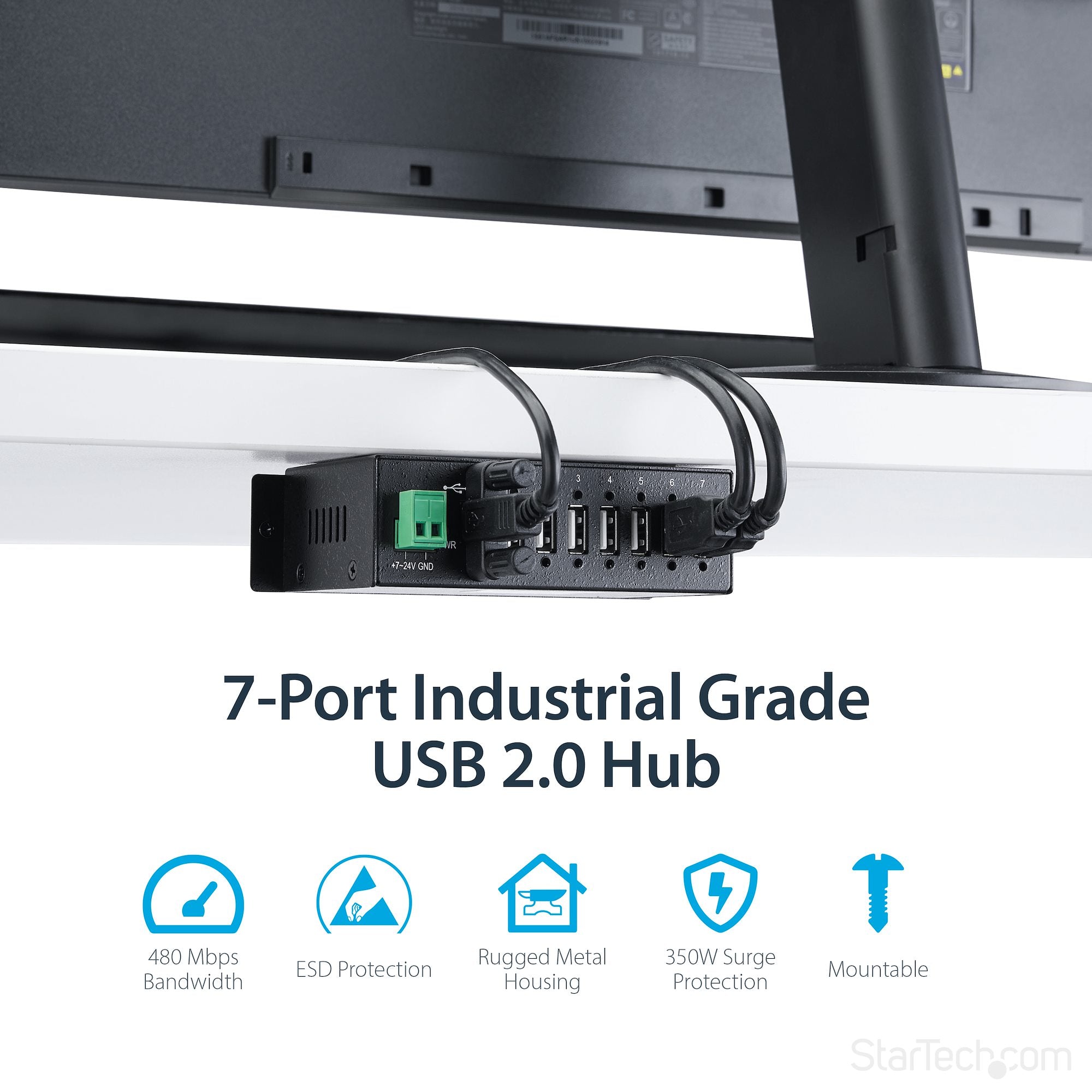 StarTech Mountable Rugged Industrial 7 Port USB 2.0 Hub SpadezStore
