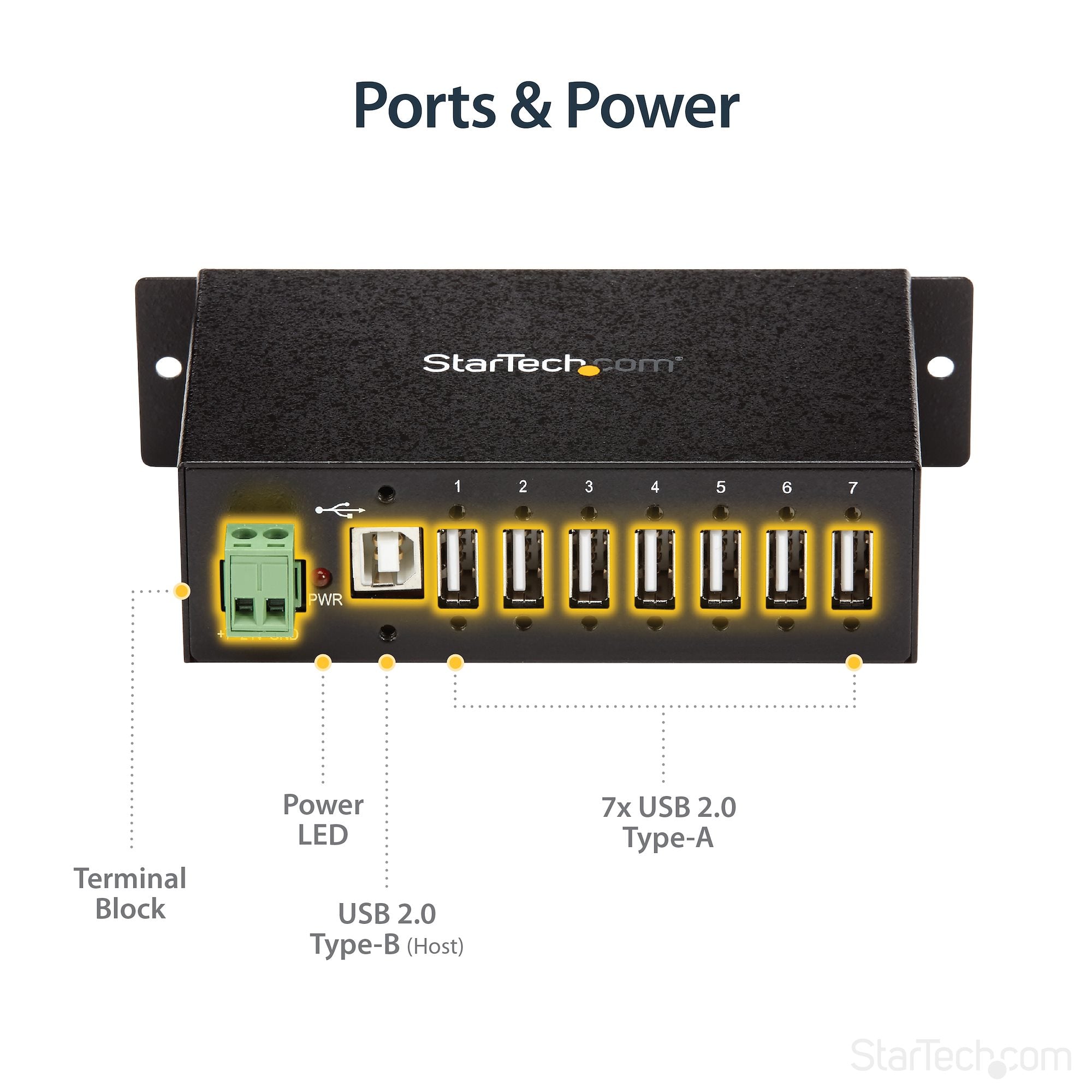StarTech Mountable Rugged Industrial 7 Port USB 2.0 Hub SpadezStore