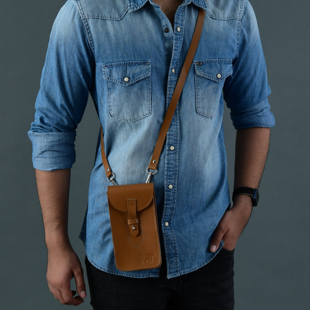 Classy Leather Bags Cocoa Brown Mobile Case With Strap SpadezStore