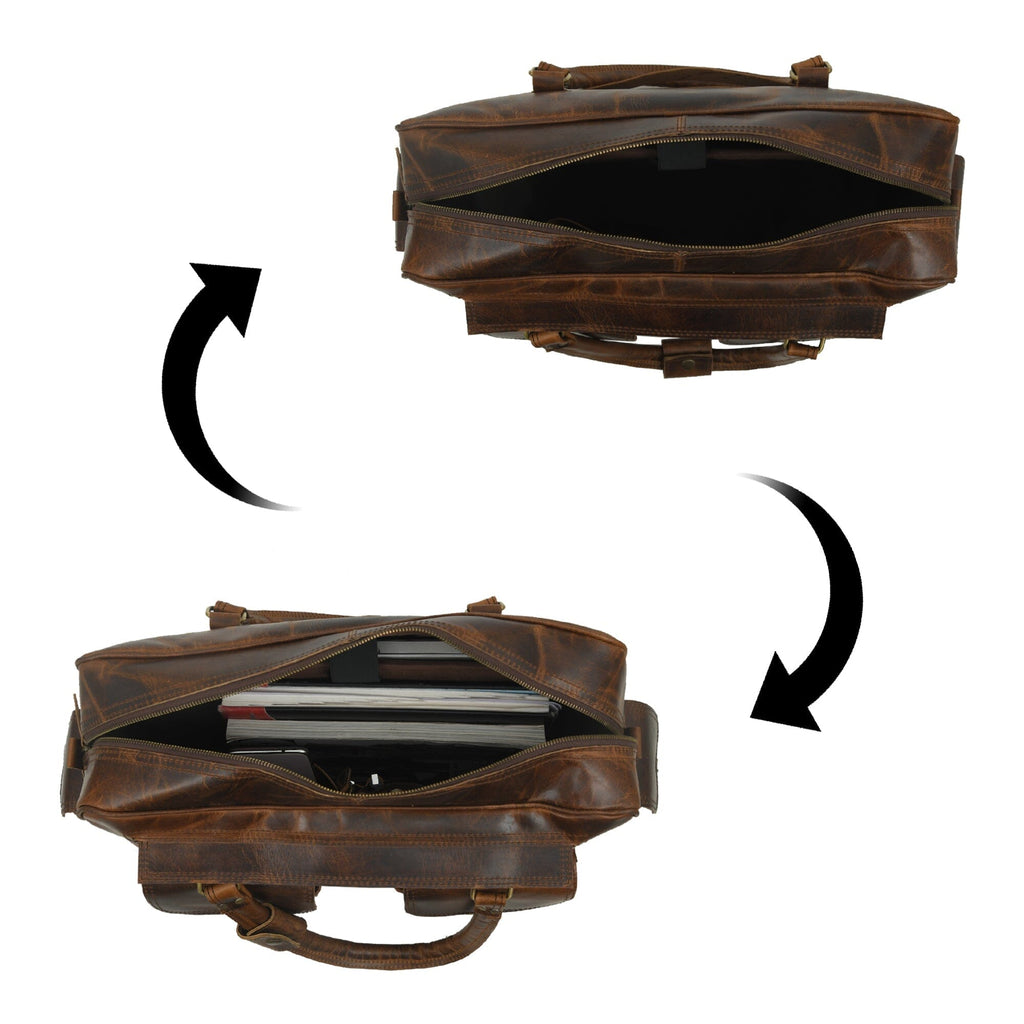 Classy Leather Bags Finn Handcrafted Buffalo Leather Laptop Briefcase SpadezStore