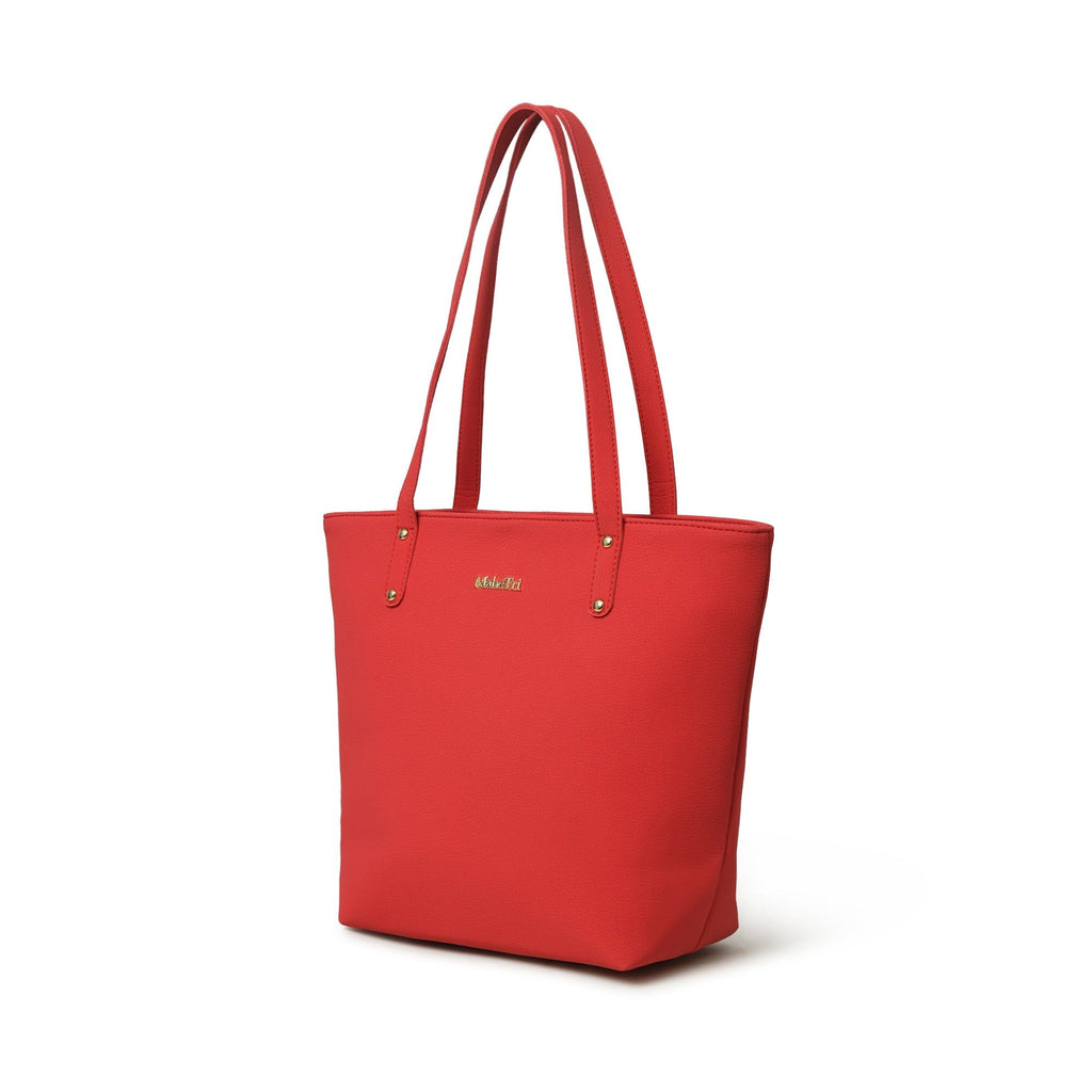 Classy Leather Bags Era Vegan Leather Tote - Coral Red SpadezStore