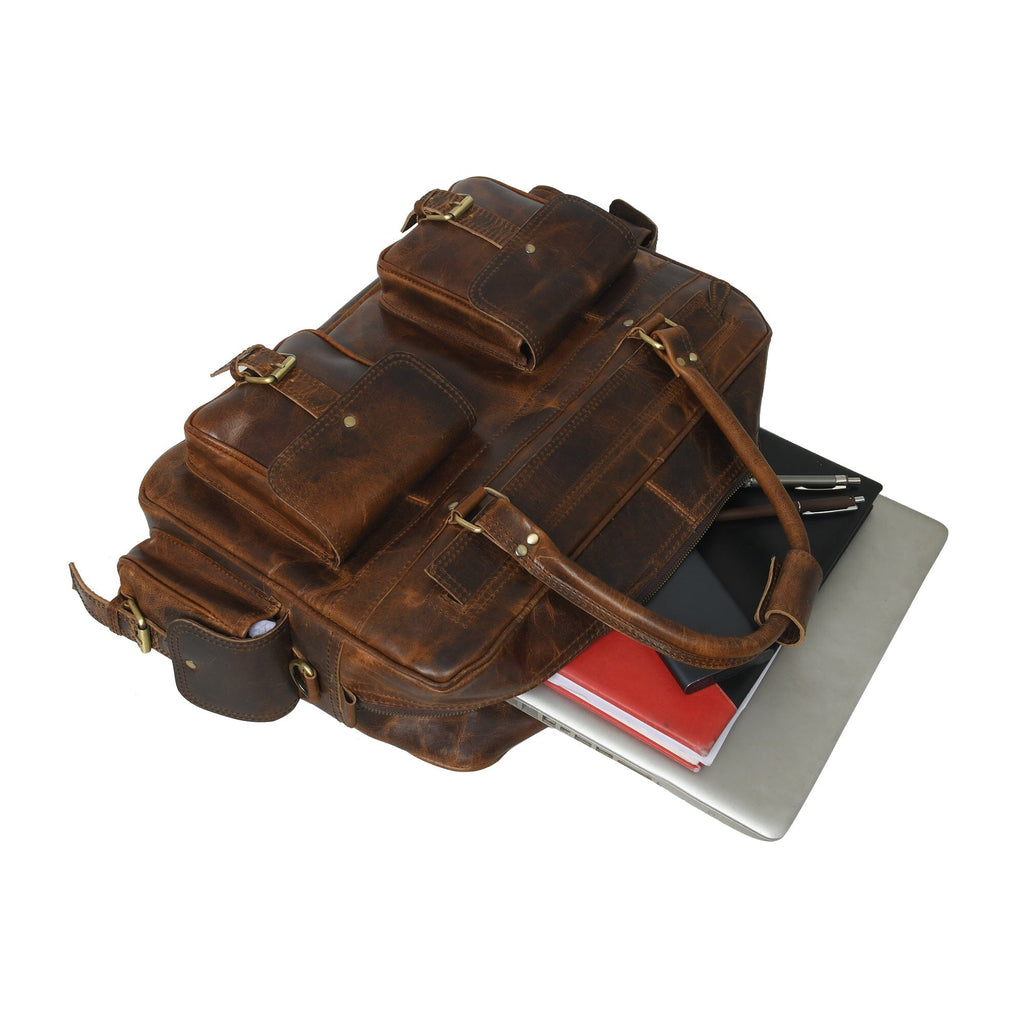 Classy Leather Bags Finn Handcrafted Buffalo Leather Laptop Briefcase SpadezStore