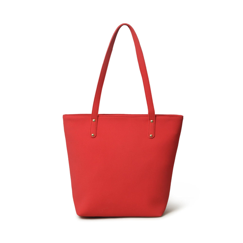 Classy Leather Bags Era Vegan Leather Tote - Coral Red SpadezStore