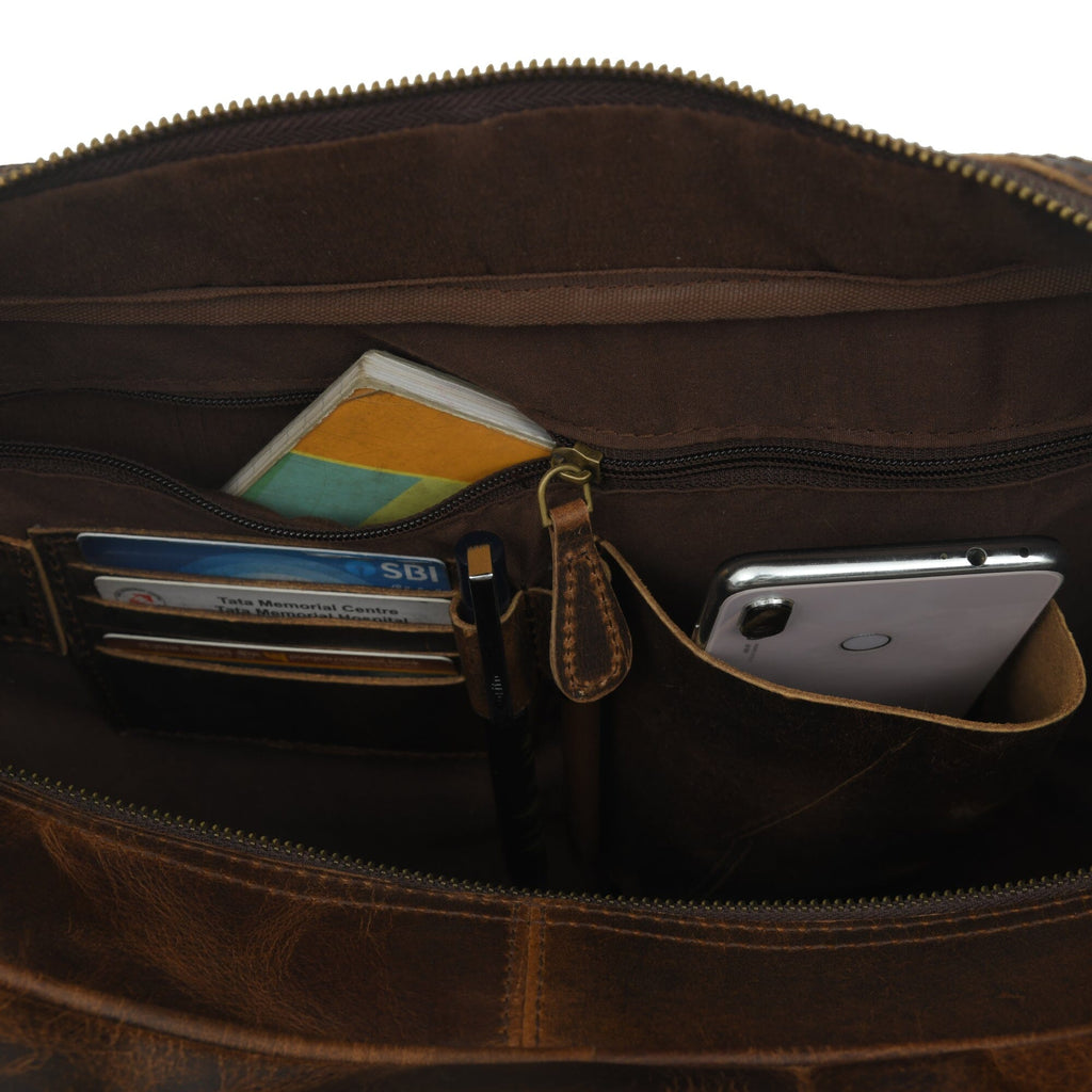 Classy Leather Bags Finn Handcrafted Buffalo Leather Laptop Briefcase SpadezStore