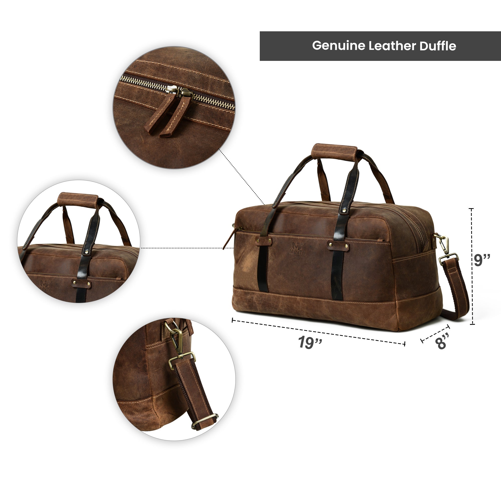 Classy Leather Bags Espresso Elegance Carry on Duffle SpadezStore