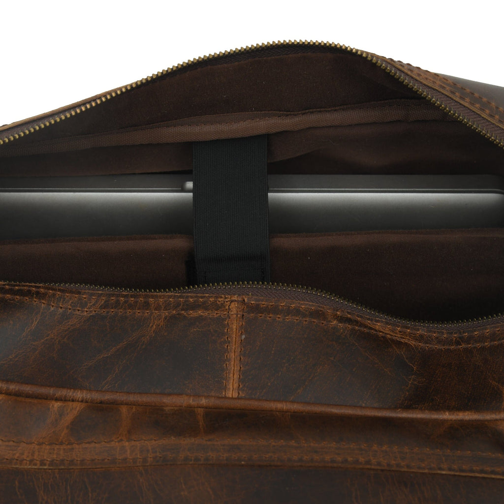 Classy Leather Bags Finn Handcrafted Buffalo Leather Laptop Briefcase SpadezStore