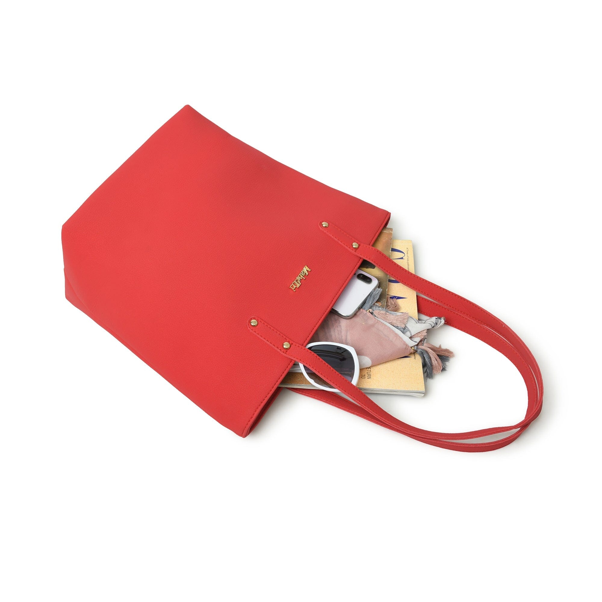 Classy Leather Bags Era Vegan Leather Tote - Coral Red SpadezStore