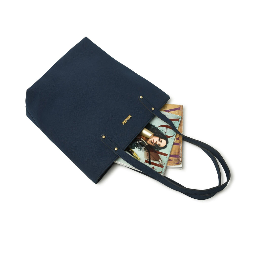 Classy Leather Bags Era Vegan Leather Tote - Navy Blue SpadezStore
