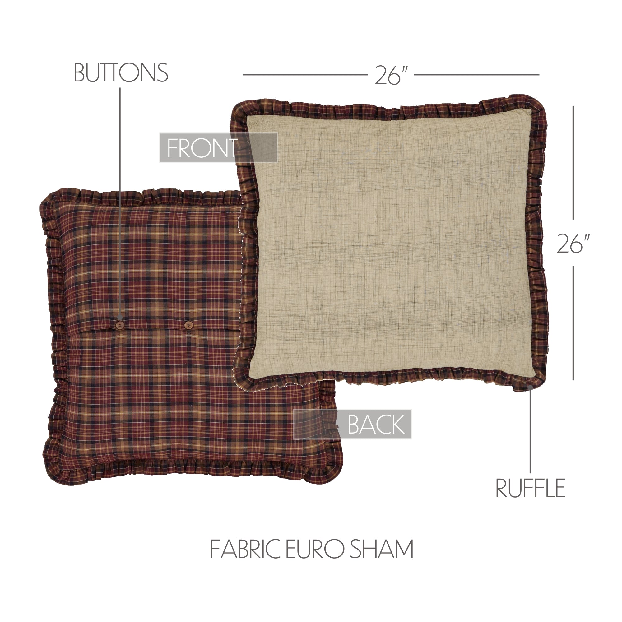 Abilene Star Fabric Euro Sham 26x26 SpadezStore