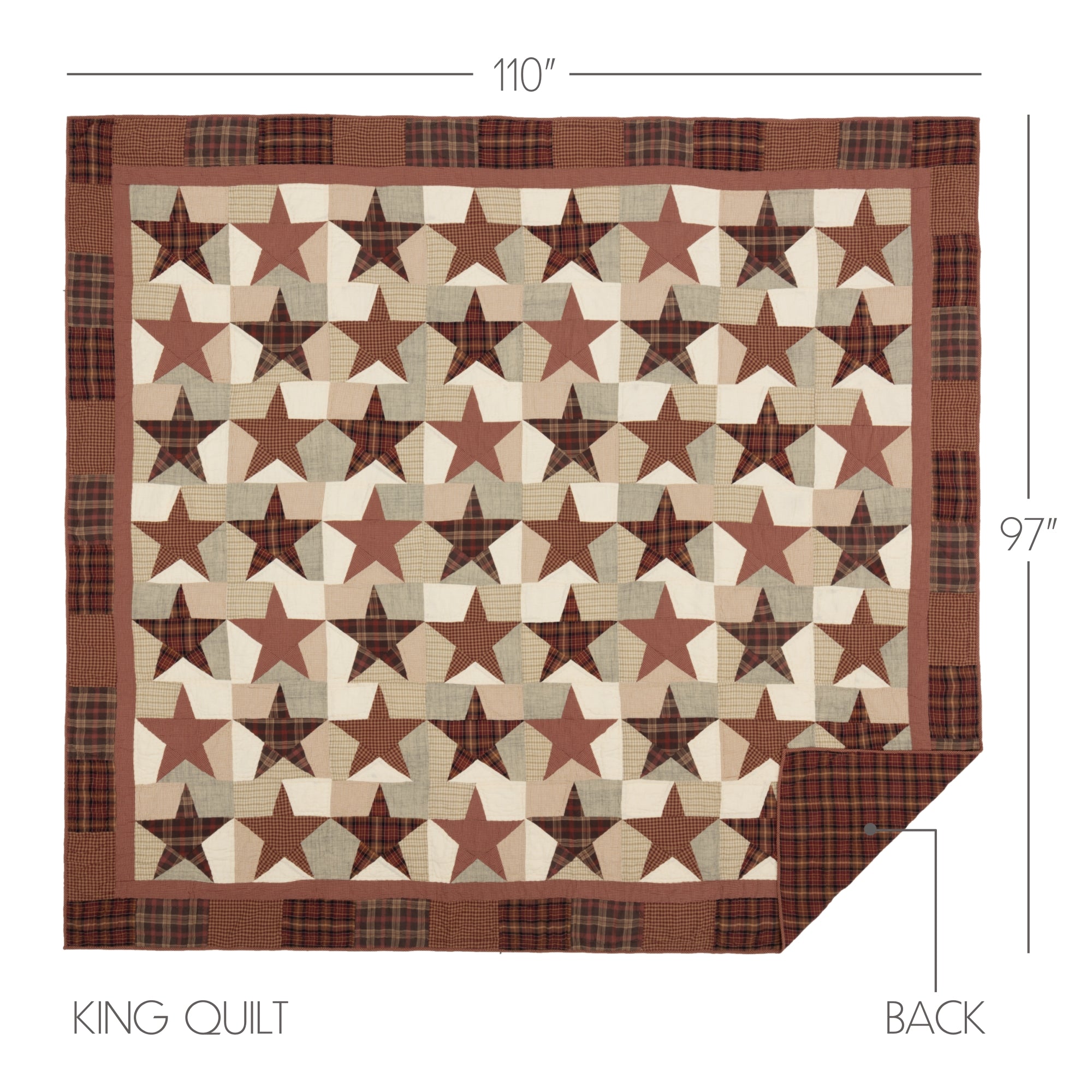 Abilene Star King Quilt 110Wx97L SpadezStore