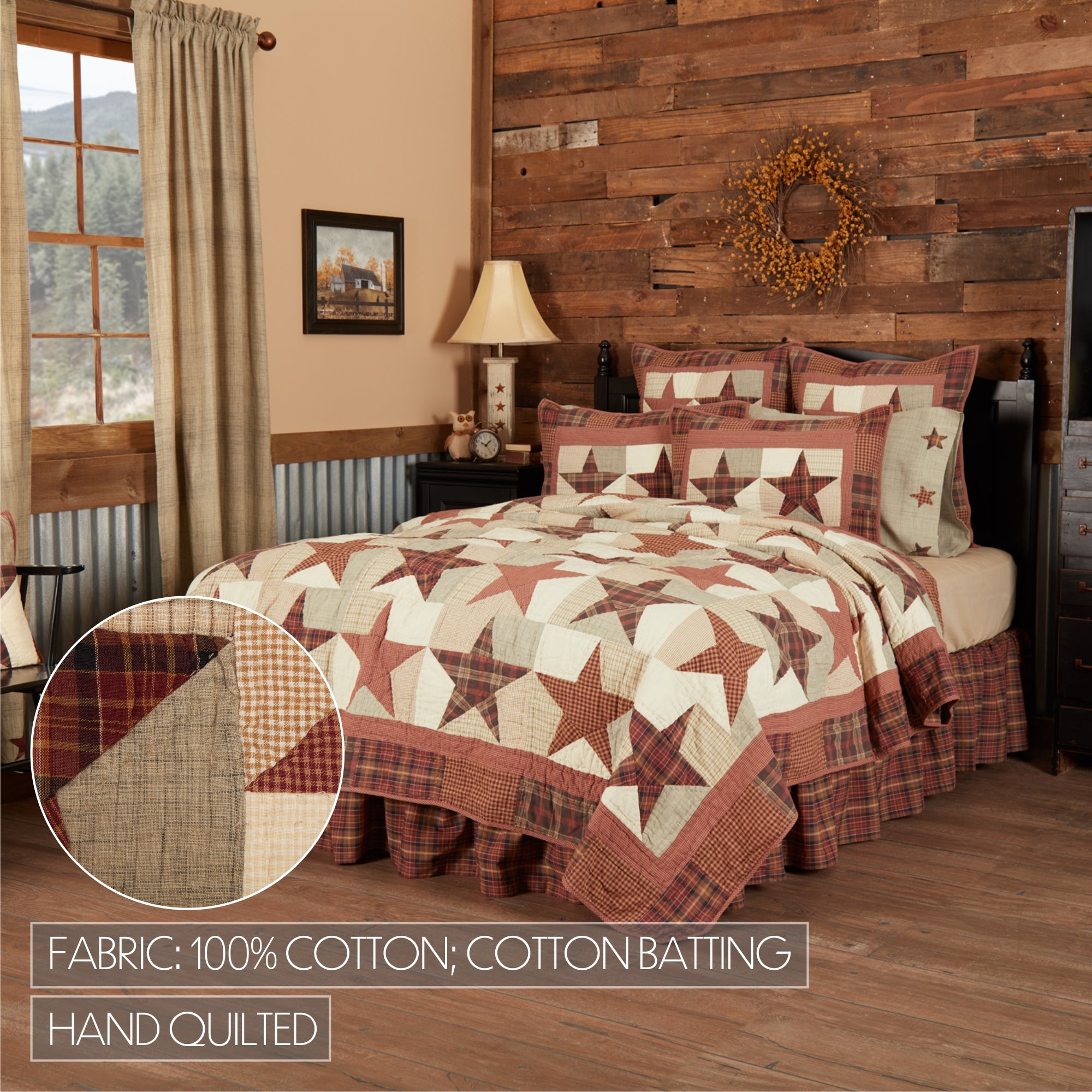 Abilene Star King Quilt 110Wx97L SpadezStore