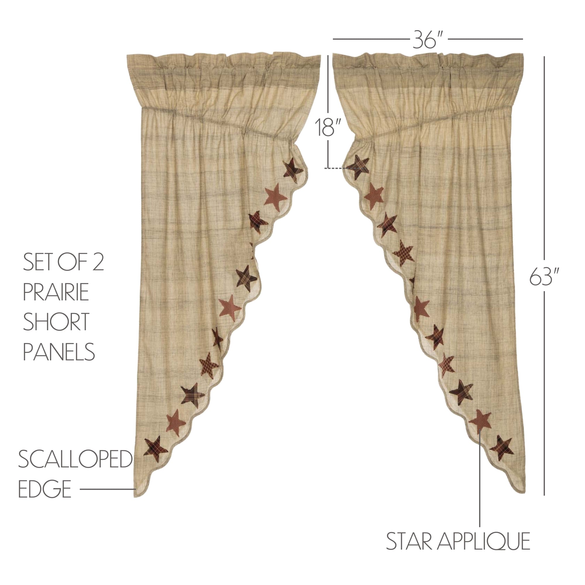 Abilene Star Prairie Short Panel Set of 2 63x36x18 SpadezStore