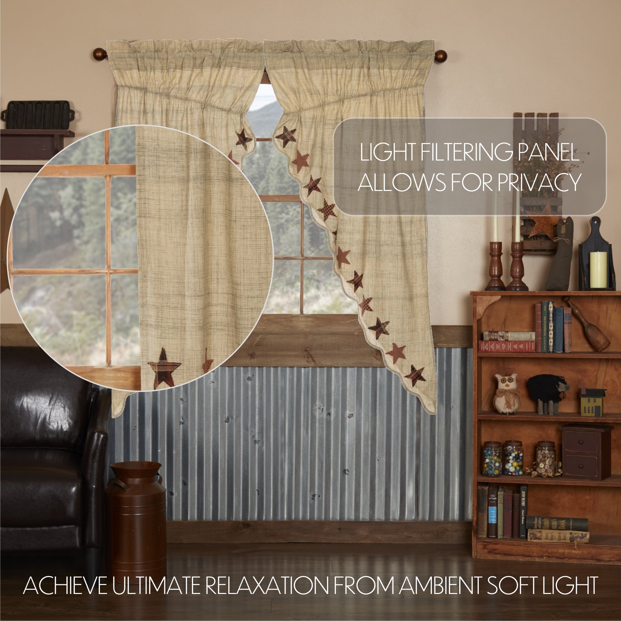 Abilene Star Prairie Short Panel Set of 2 63x36x18 SpadezStore