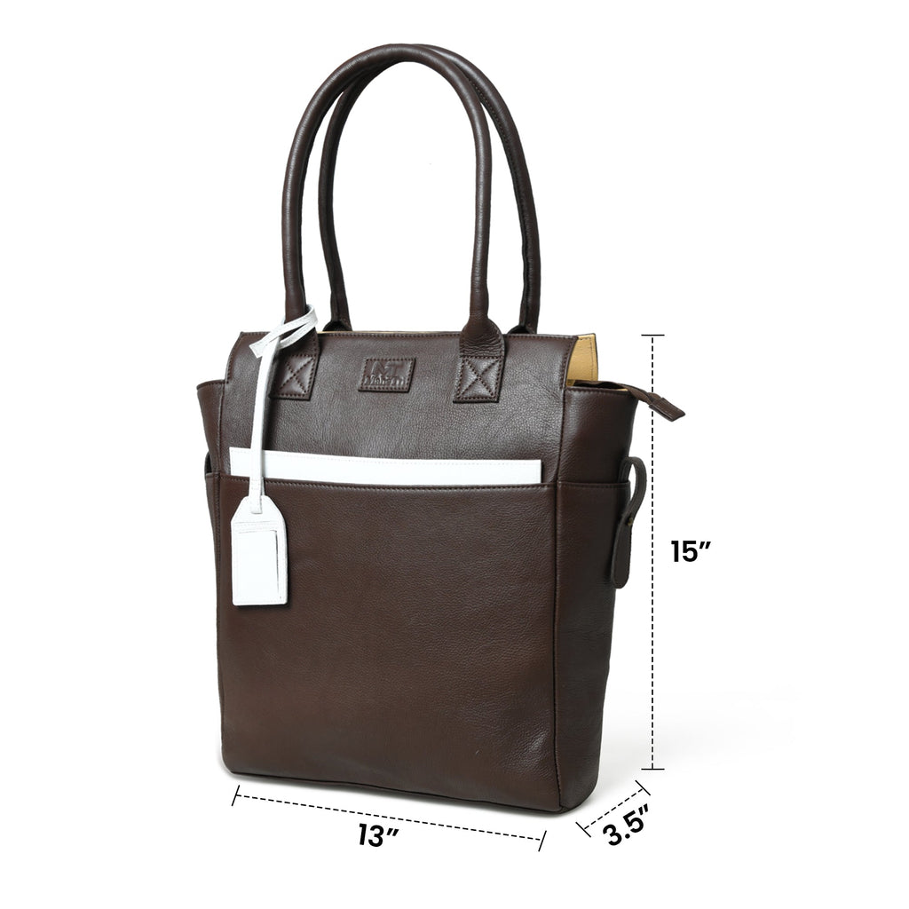 Classy Leather Bags Chestnut Charm Brown Leather Tote SpadezStore