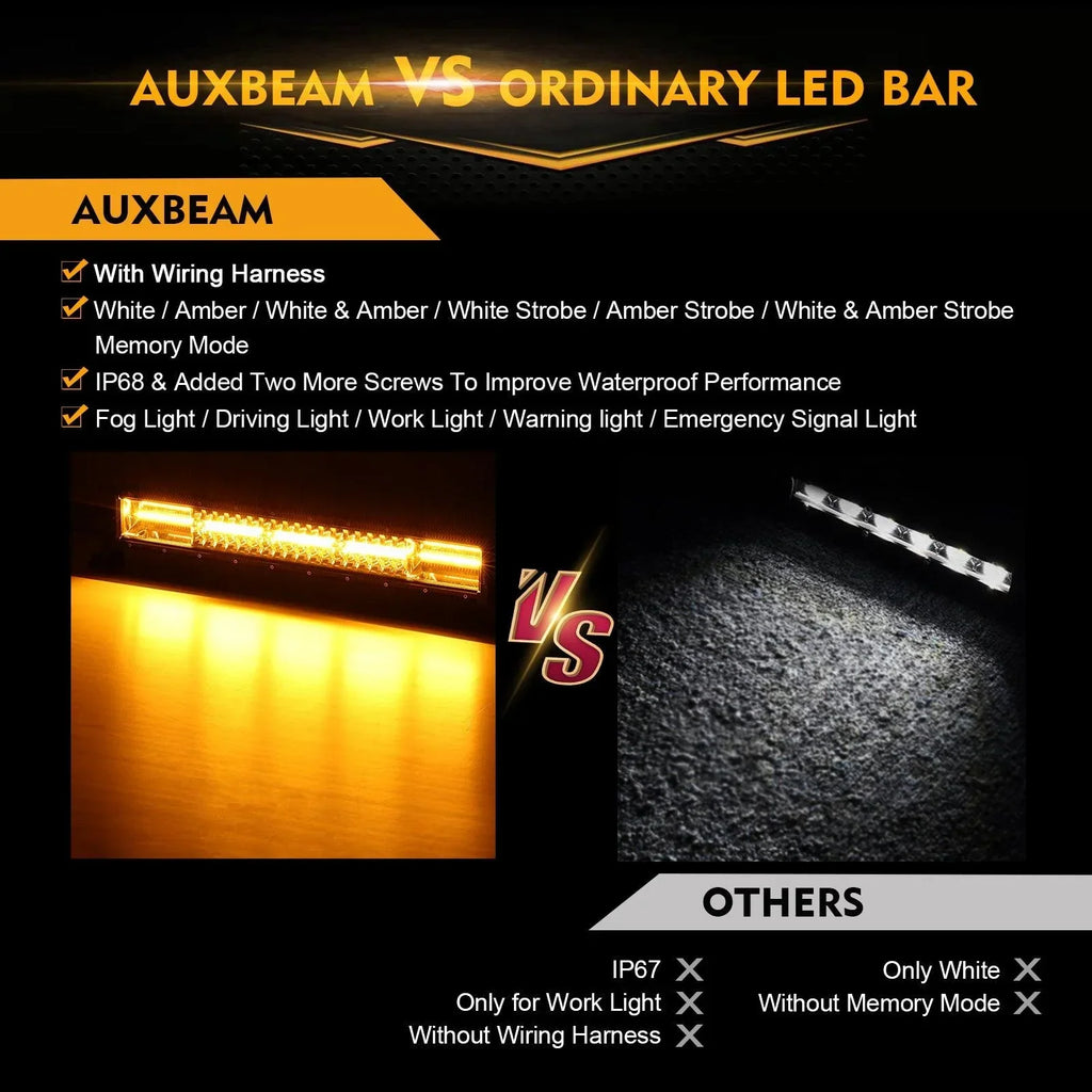 Auxbeam 6 Modes Series Amber and White LED Light Bars