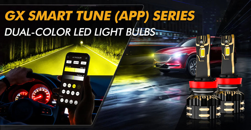 Auxbeam GX Bi-Color Smart Series 25000LM 110W LED Headlight Bulbs, with App Control Via Bluetooth & Dual Color Switchback SpadezStore