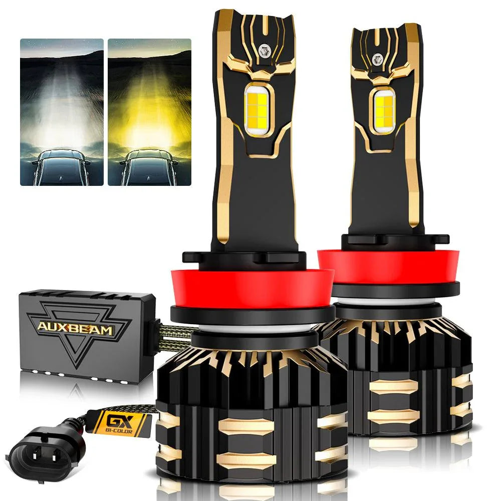 Auxbeam High Power & Brightness GX Bi-Color Series 25000LM 110W LED Headlight Bulbs Dual Color Switchback SpadezStore