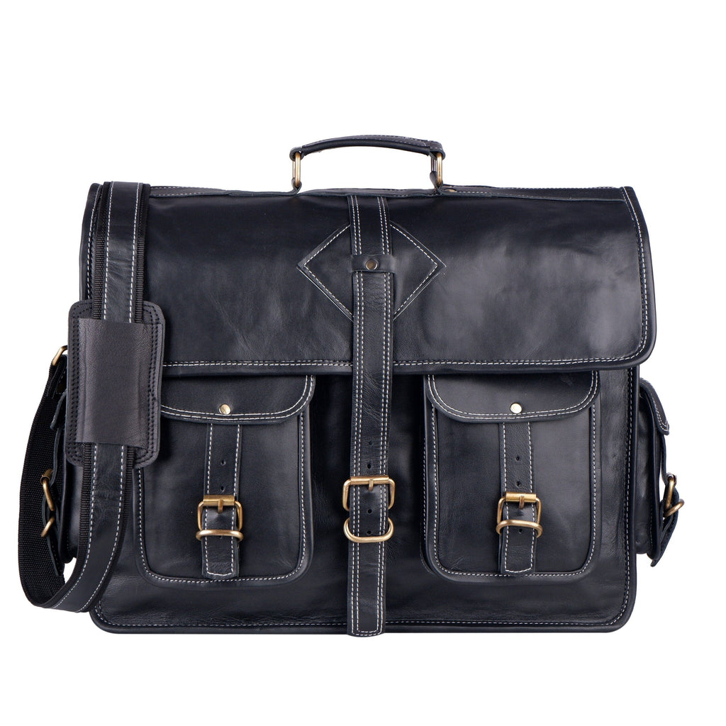 Classy Leather Bags The Retro Black + FREE Toiletry Bag SpadezStore