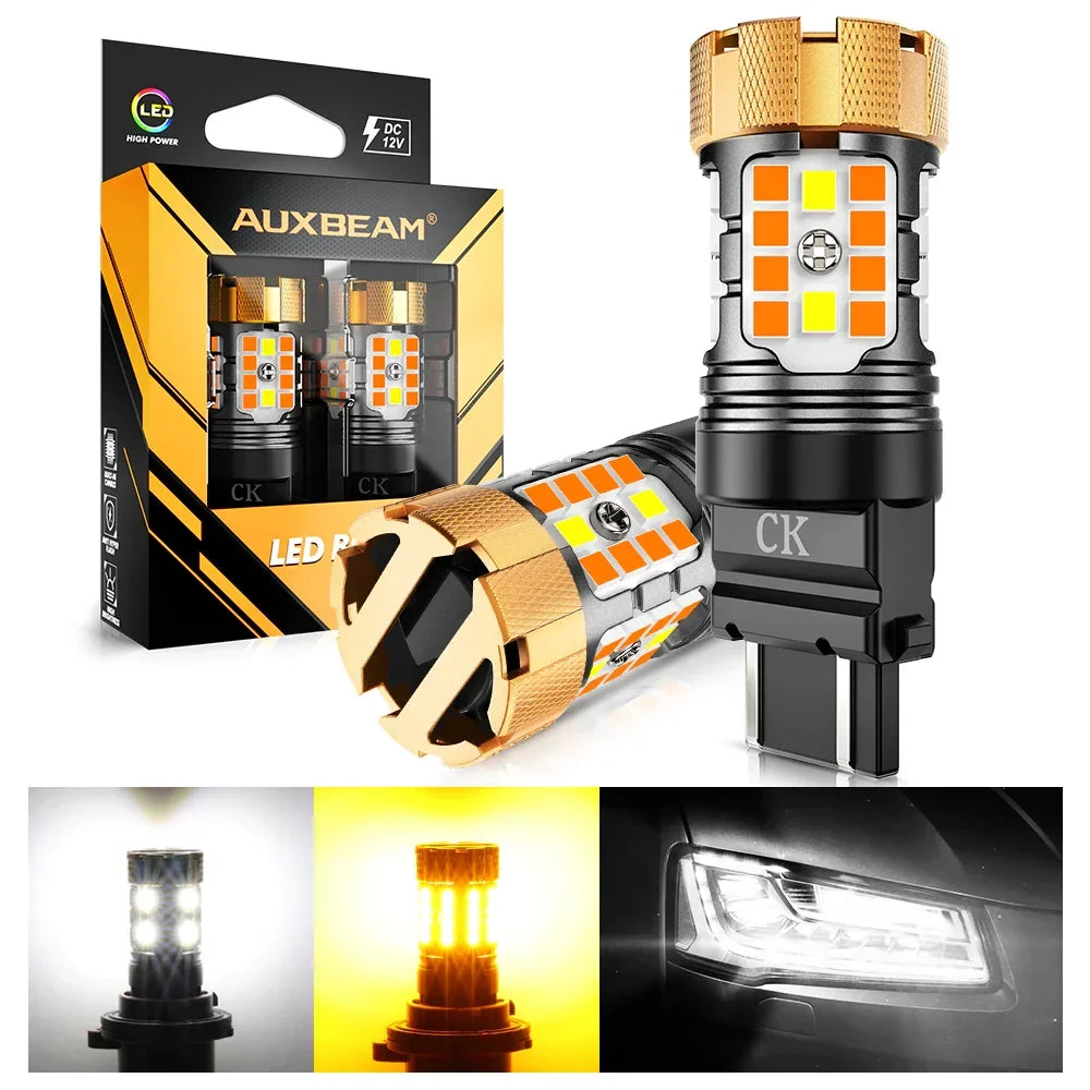 Auxbeam 3157 US-CK LED Front Turn Signal & DRL Light Bulbs 50W 4000LM CAN-Bus Error Free Dual Color Switchback White & Amber B21-PRO Series | 2 Bulbs