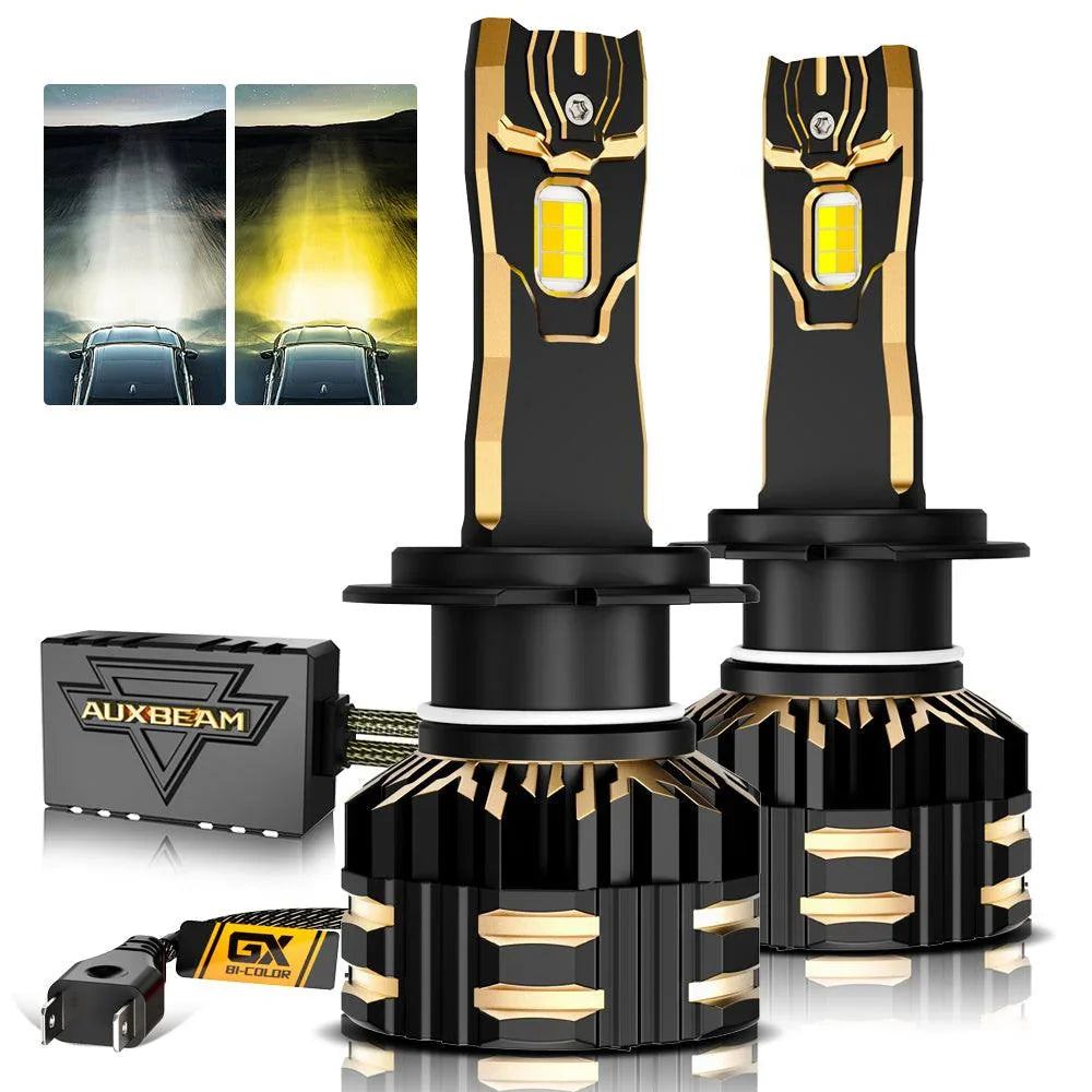 Auxbeam High Power & Brightness GX Bi-Color Series 25000LM 110W LED Headlight Bulbs Dual Color Switchback SpadezStore