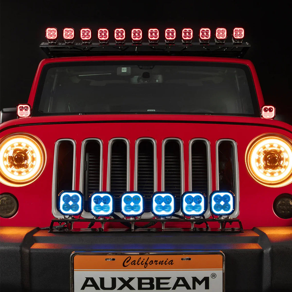 Auxbeam Color Play Series 3 Inch 116W RGB LED Pod Lights Combo Off Road Lights With 8 Backlight Options