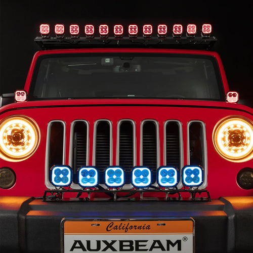 Auxbeam Color Play Series 3 Inch 116W RGB LED Pod Lights Combo Off Road Lights With 8 Backlight Options