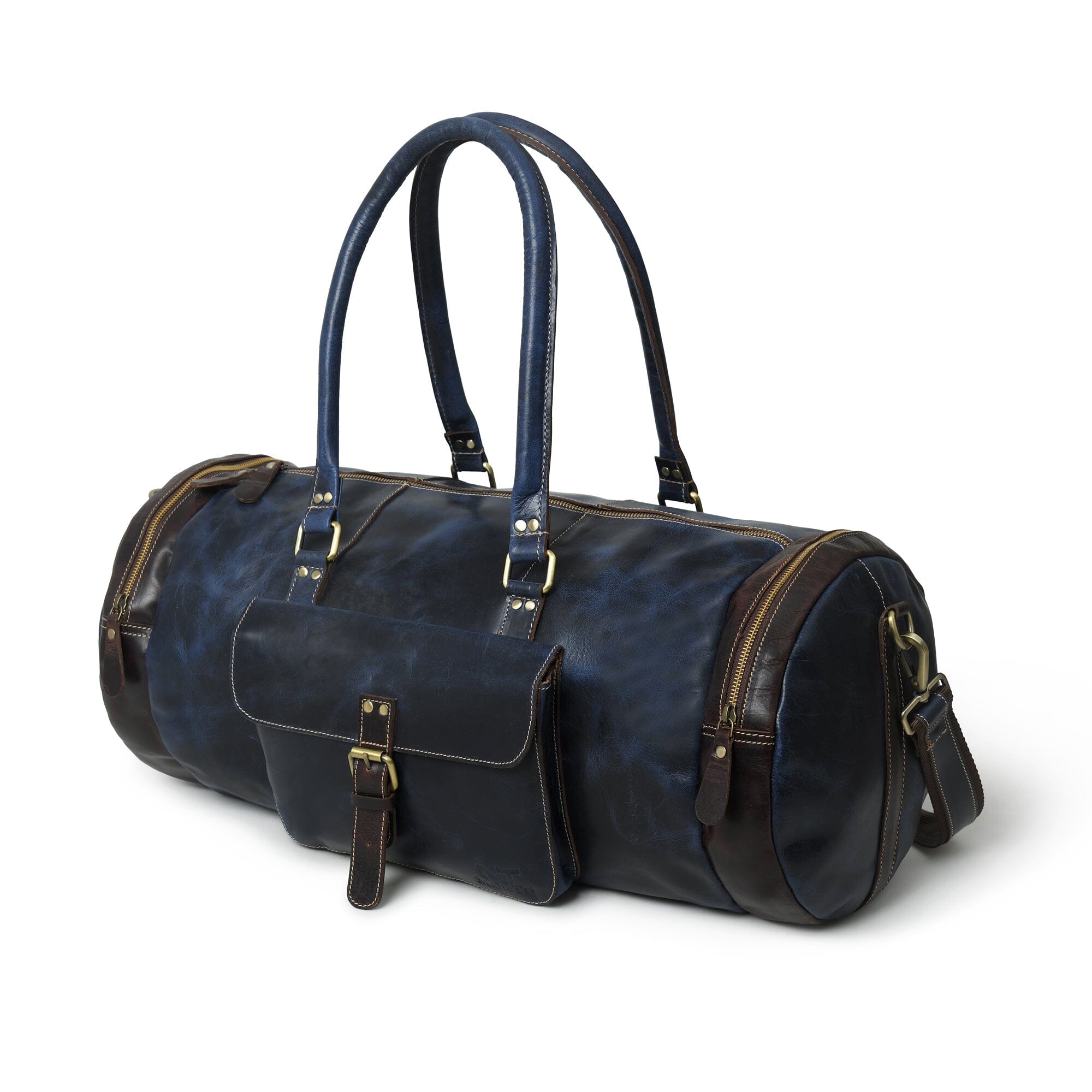 Classy Leather Bags Blue Premium Duffle SpadezStore