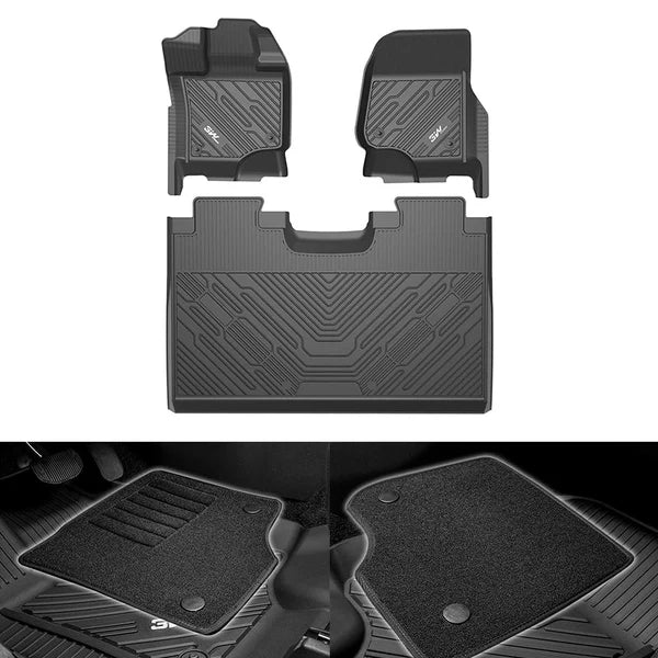3W Ford F150 Custom Floor Mats F-150 Lightning SuperCrew Cab 2015-2024 Not Fit Vinyl Floor TPE Material & All-Weather Protection SpadezStore