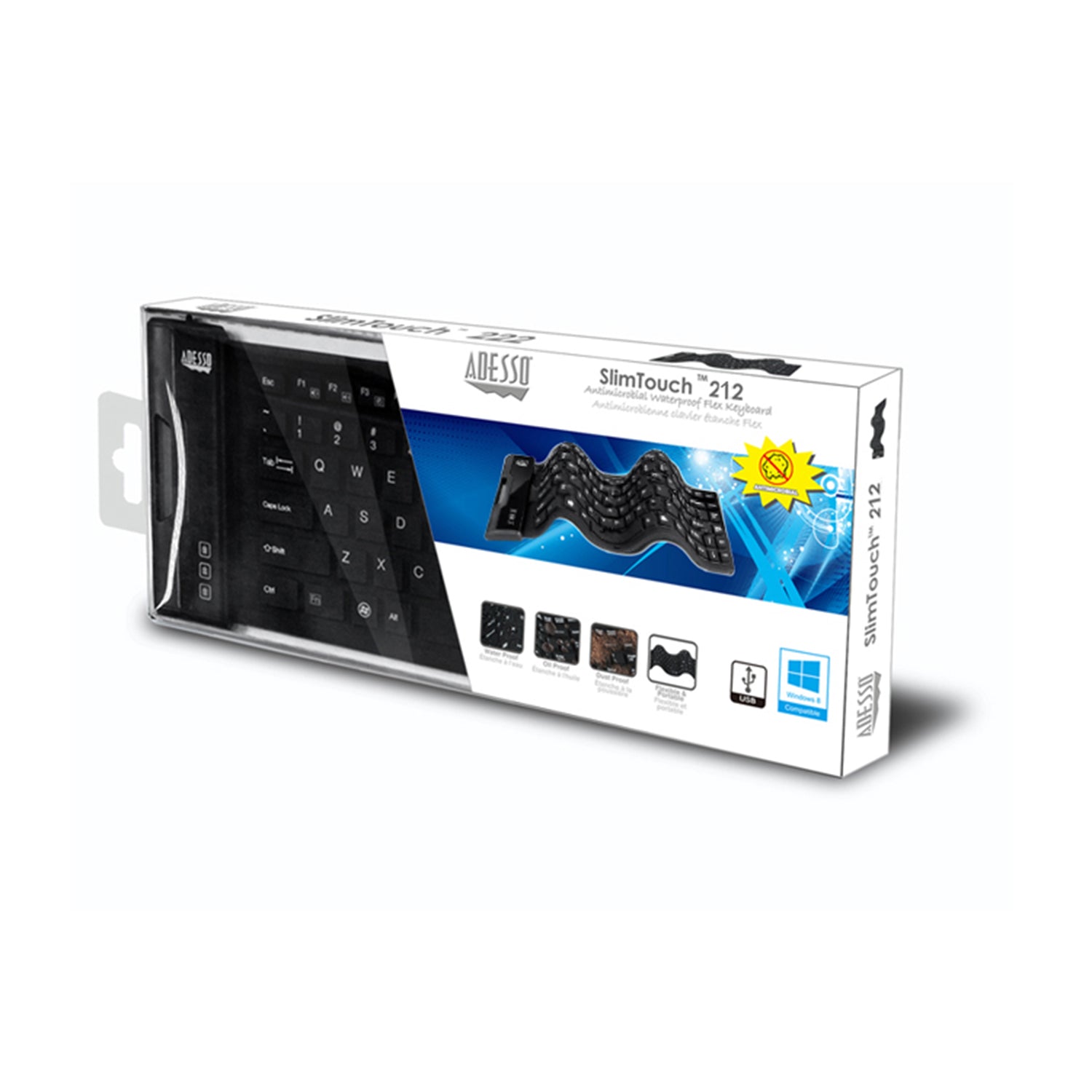 Adesso Antimicrobial Waterproof Flex Keyboard Mini Size SpadezStore
