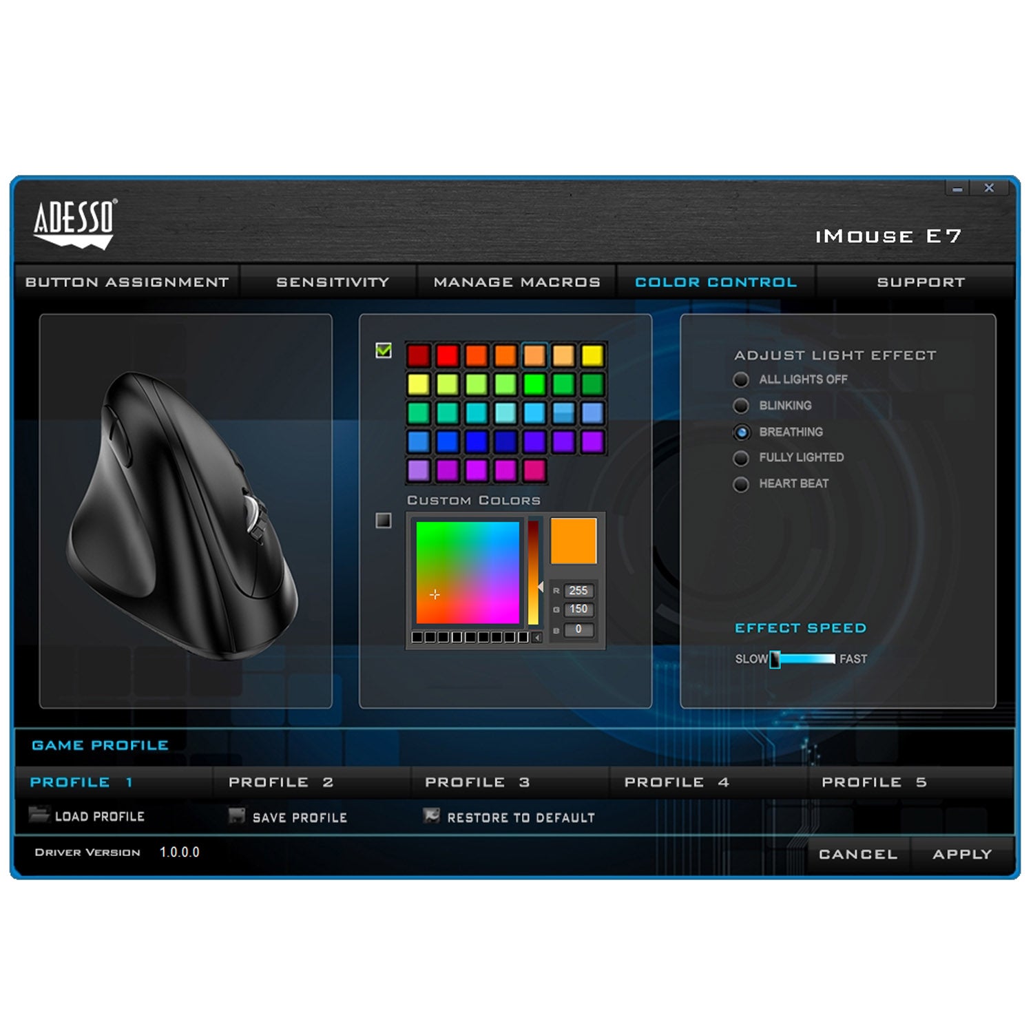 Adesso Programmable Vertical Ergonomic Left-Handed Mouse E7 SpadezStore