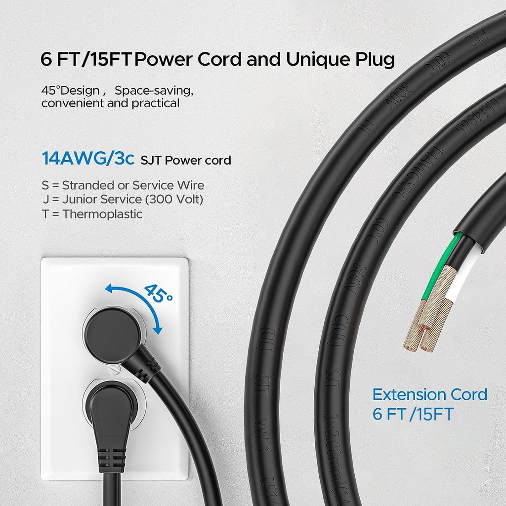 CRST 12 Outlets Wide Spaced Mountable Metal Power Strip Surge Protector, Optional 15FT or 6FT Flat Plug Power Cord SpadezStore